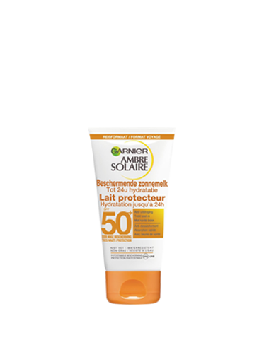 Voorkant verpakking Ambre Solaire Classic Reisformaat Zonnemelk SPF50